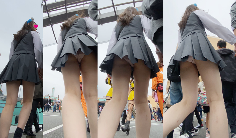 【4Kテーマパークパンチラ】超可愛いＪＫ制服パンチラ7（6+α人）