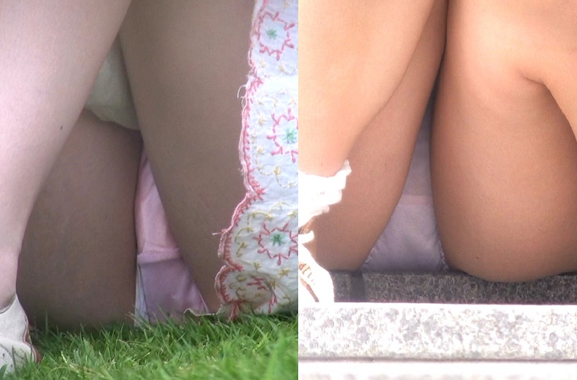 綺麗なおねえさんの座りチラ