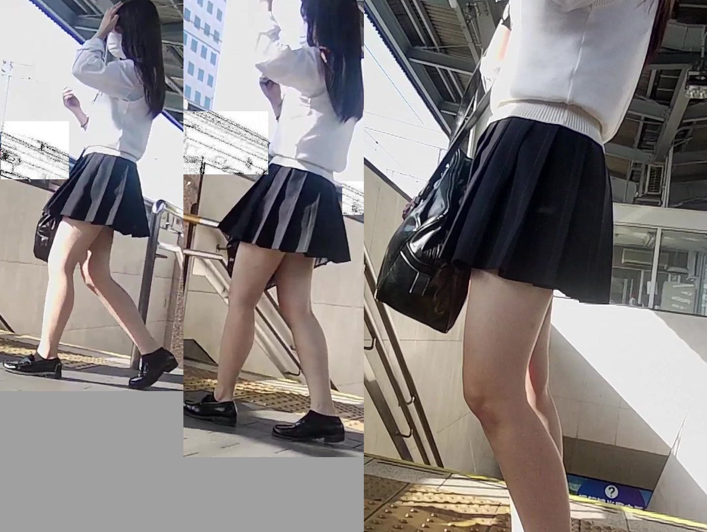 ミニスカパーフェクトJK風！JKの見本！やばいSS級美少女J●！追い撮りパンチラゲット！しゃがみあり！重ねからはみパン！