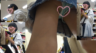 とにかく可愛い！。デニミニ〇Cのハミパン。純白生P。パンチラ。逆さ撮り。顔出し。