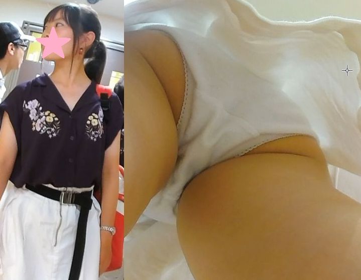 日に焼けた私服Kちゃんの無防備な白パンツを拝見