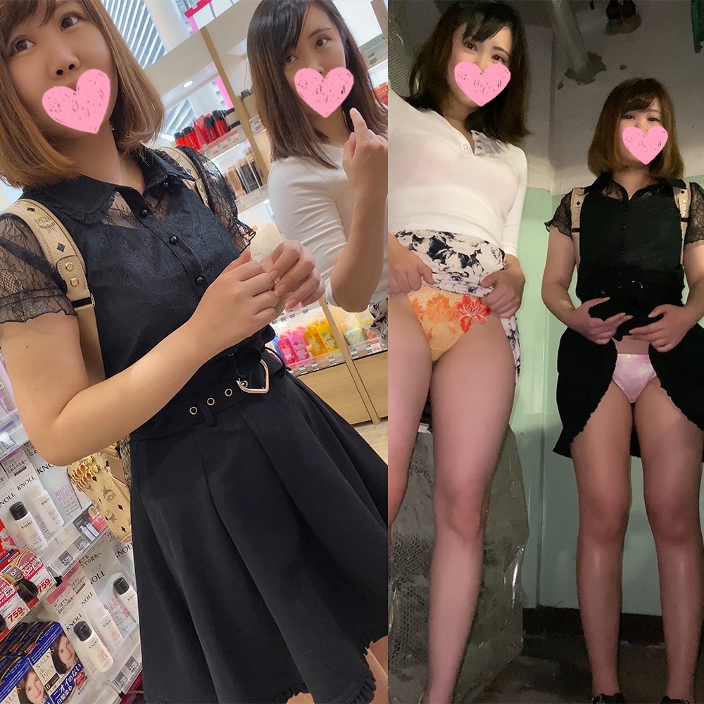 [4K]エッチな交渉】新〇で買い物中の２人組にお金渡しておっぱいお触り＆手コキぶっかけ