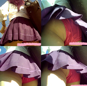 【女子高生パンチラ】極ミニセーラー通学9