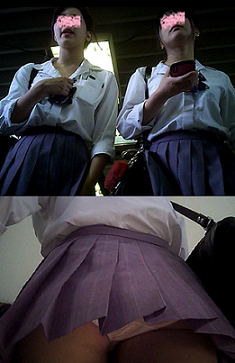 【女子高生パンチラ】極ミニスカート丸見えパンツ8